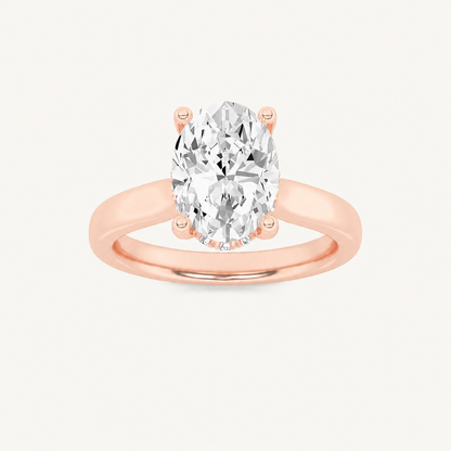 1.00 CT Oval Cut Lab Grown Diamond Cathedral Shank Solitaire Ring