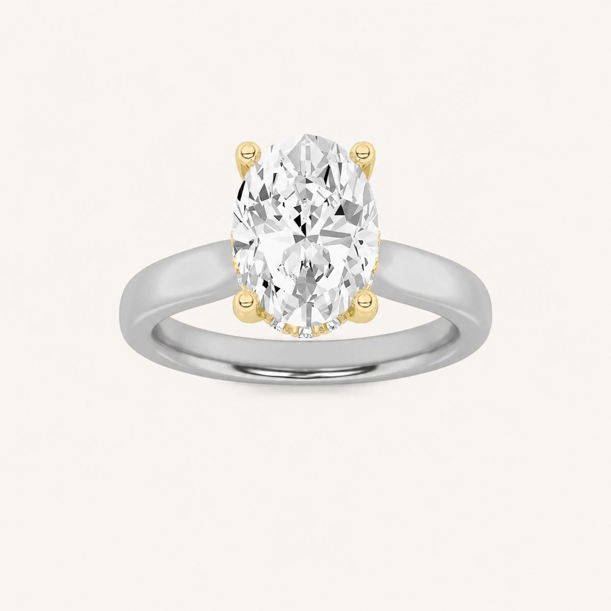 1.00 CT Oval Cut Lab Grown Diamond Cathedral Shank Solitaire Ring
