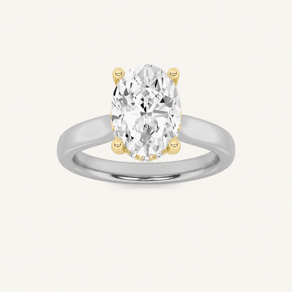 1.00 CT Oval Cut Lab Grown Diamond Cathedral Shank Solitaire Ring