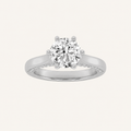 1.25 CT Round Cut Lab Grown Diamond Tulip Motif Accented Solitaire Ring