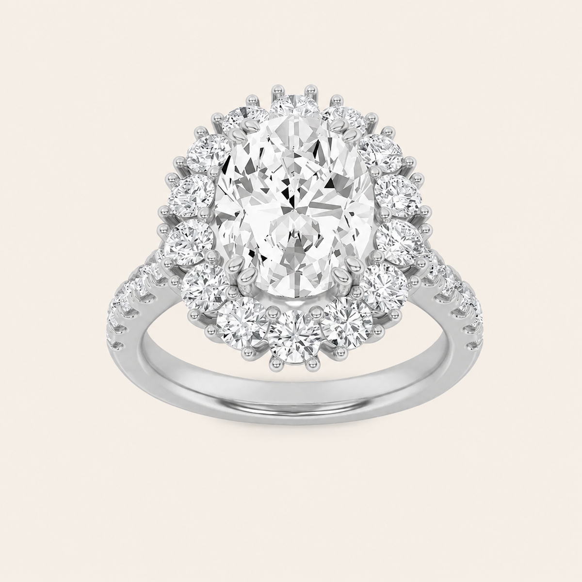 4CT Oval Cut Lab Grown Diamond Bold Classic Engagement Ring