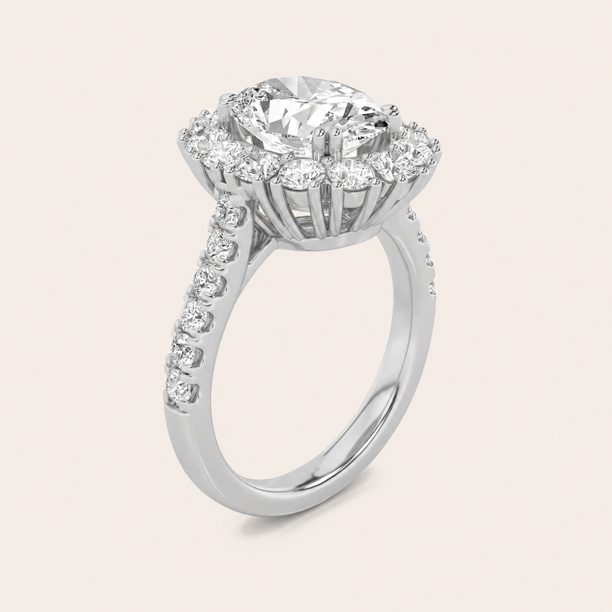 4CT Oval Cut Lab Grown Diamond Bold Classic Engagement Ring