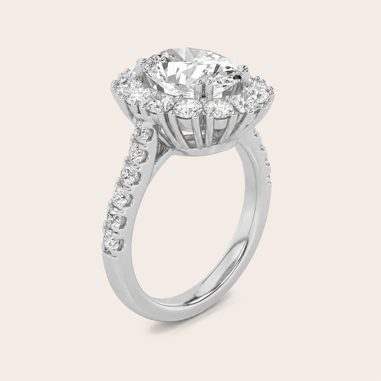 4CT Oval Cut Lab Grown Diamond Bold Classic Engagement Ring
