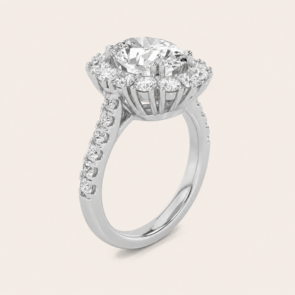 4CT Oval Cut Lab Grown Diamond Bold Classic Engagement Ring