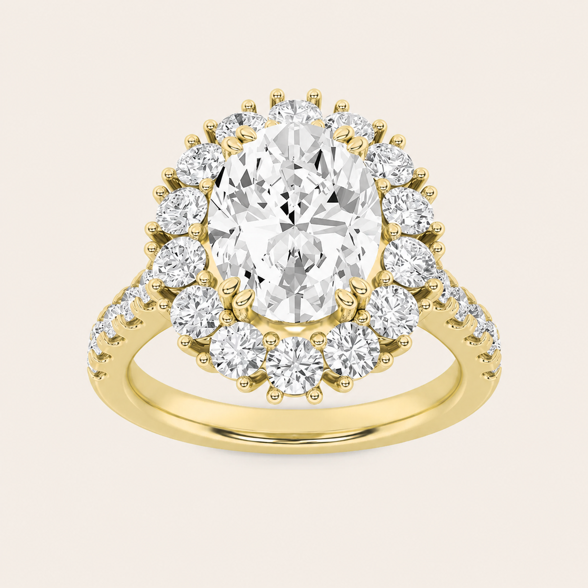4CT Oval Cut Lab Grown Diamond Bold Classic Engagement Ring