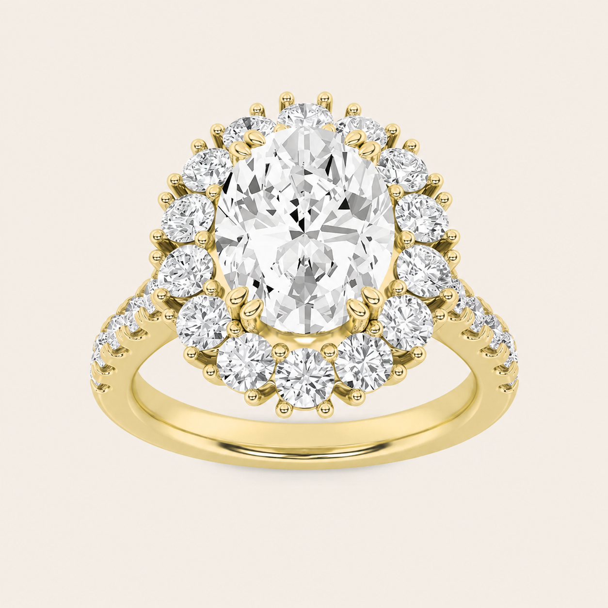 4CT Oval Cut Lab Grown Diamond Bold Classic Engagement Ring