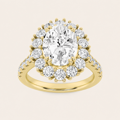 4CT Oval Cut Lab Grown Diamond Bold Classic Engagement Ring