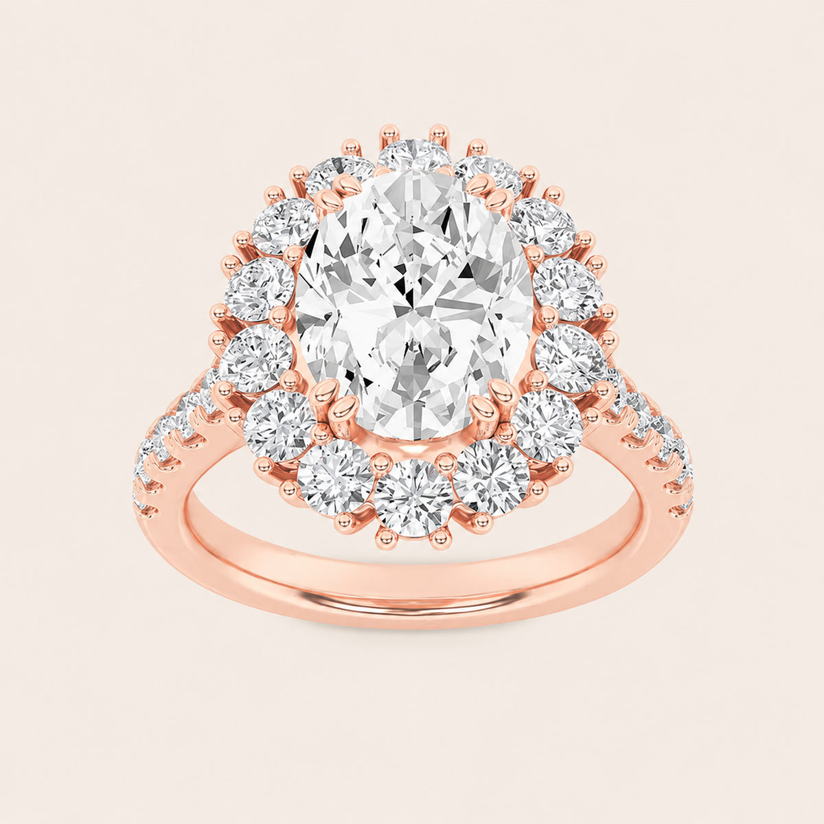 4CT Oval Cut Lab Grown Diamond Bold Classic Engagement Ring