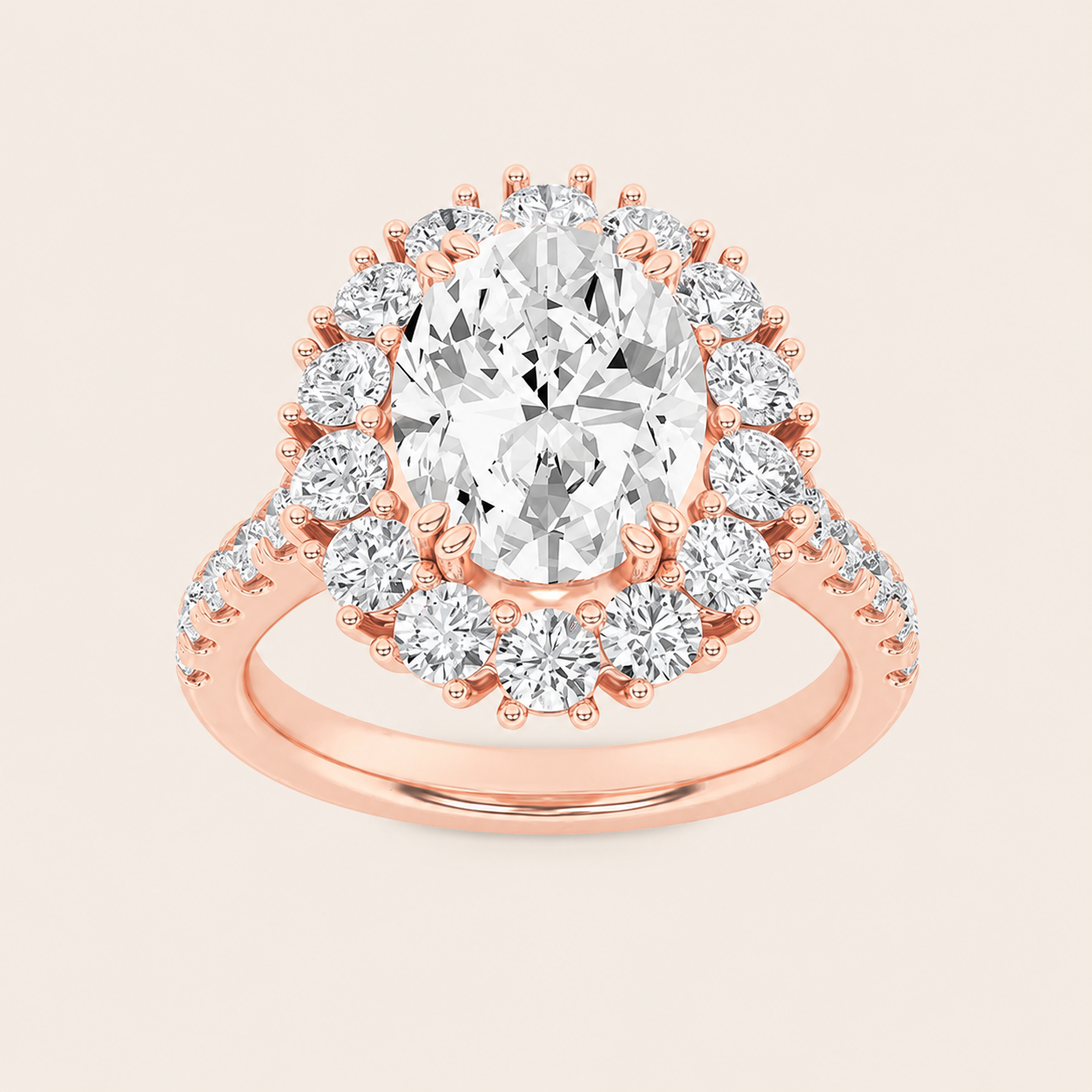 4CT Oval Cut Lab Grown Diamond Bold Classic Engagement Ring