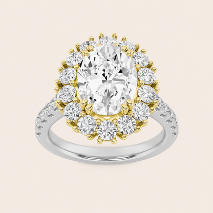 4CT Oval Cut Lab Grown Diamond Bold Classic Engagement Ring