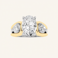 3CT Oval Cut Lab Grown Diamond Tri Color Solitaire Engagement Ring