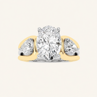 3CT Oval Cut Lab Grown Diamond Tri Color Solitaire Engagement Ring