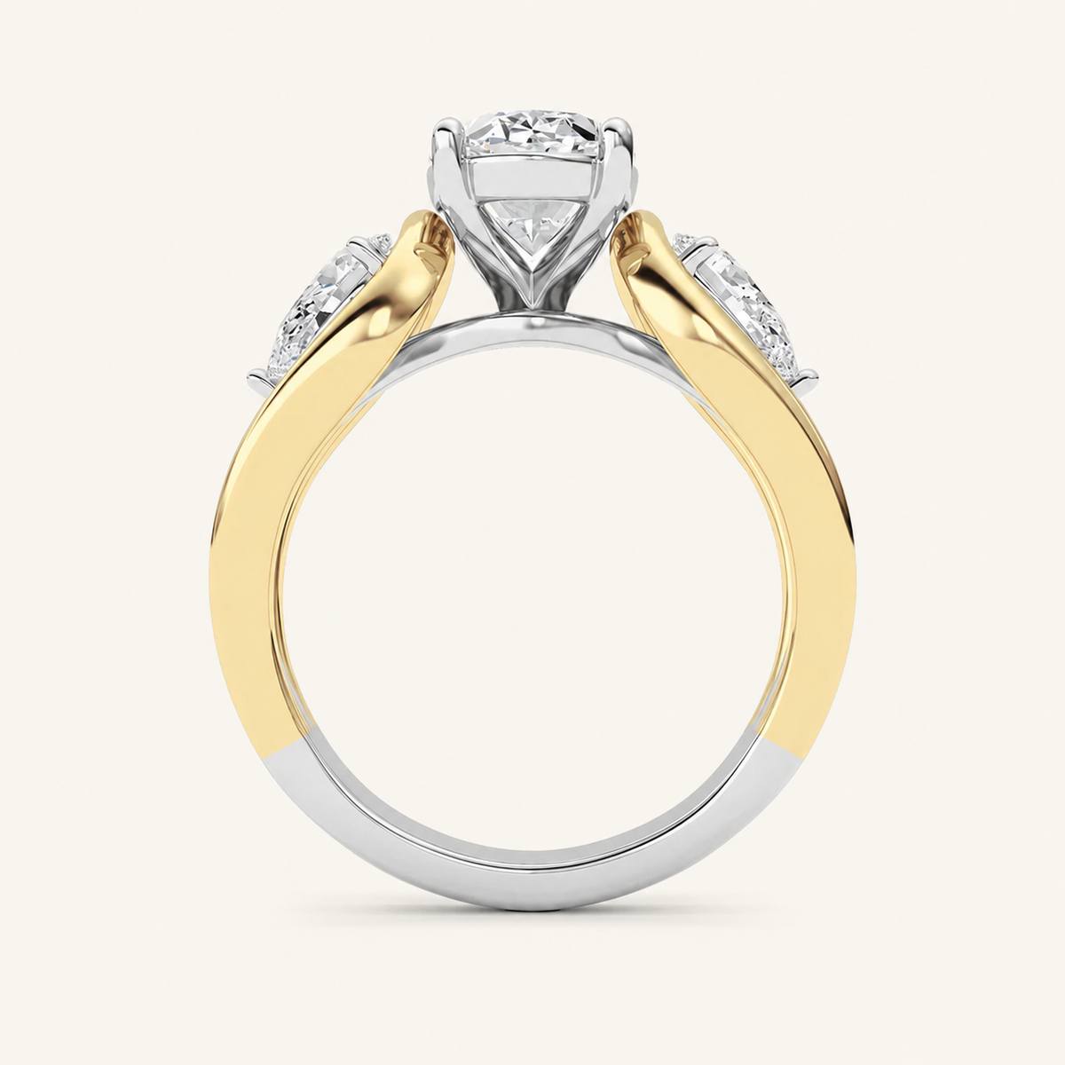3CT Oval Cut Lab Grown Diamond Tri Color Solitaire Engagement Ring