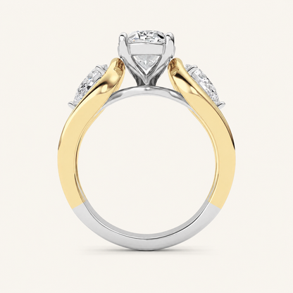 3CT Oval Cut Lab Grown Diamond Tri Color Solitaire Engagement Ring