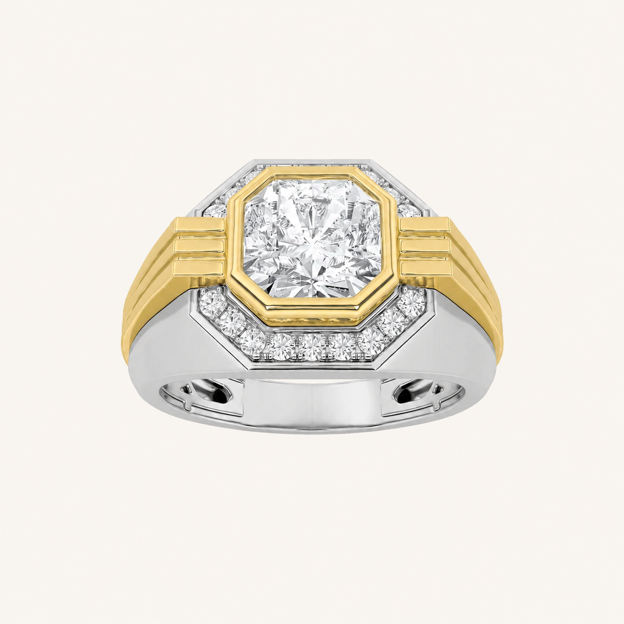 3CT Asscher Cut Lab Grown Diamond Mens Ring