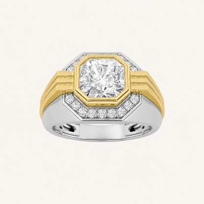 3CT Asscher Cut Lab Grown Diamond Mens Ring