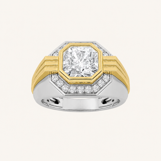 3CT Asscher Cut Lab Grown Diamond Mens Ring