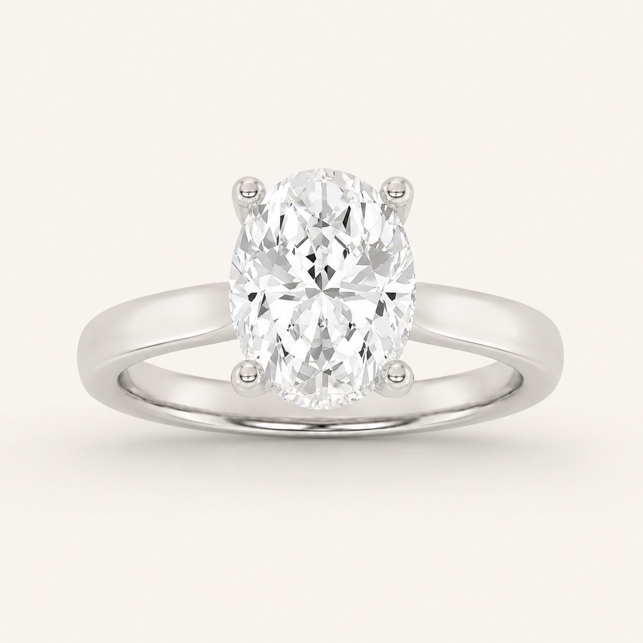 1.5CT Oval Cut Lab Grown Diamond Hidden Halo Solitaire Ring