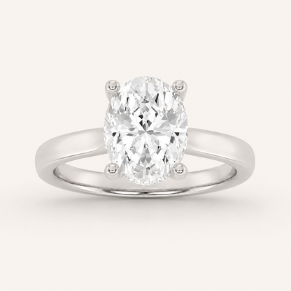 1.5CT Oval Cut Lab Grown Diamond Hidden Halo Solitaire Ring