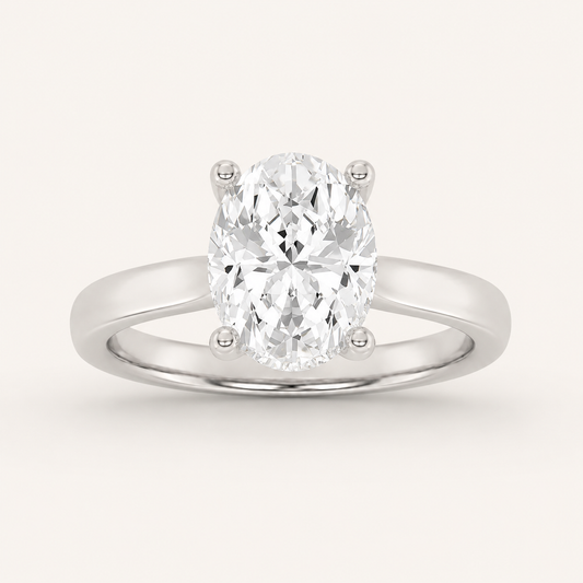 1.5CT Oval Cut Lab Grown Diamond Hidden Halo Solitaire Ring