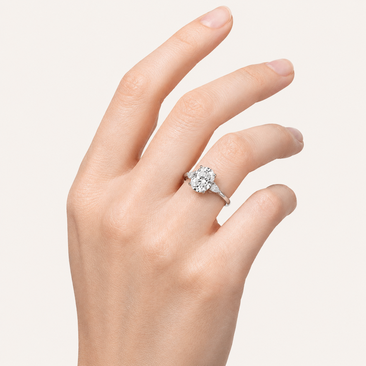 1.5CT Oval Cut Lab Grown Diamond Hidden Halo Solitaire Ring