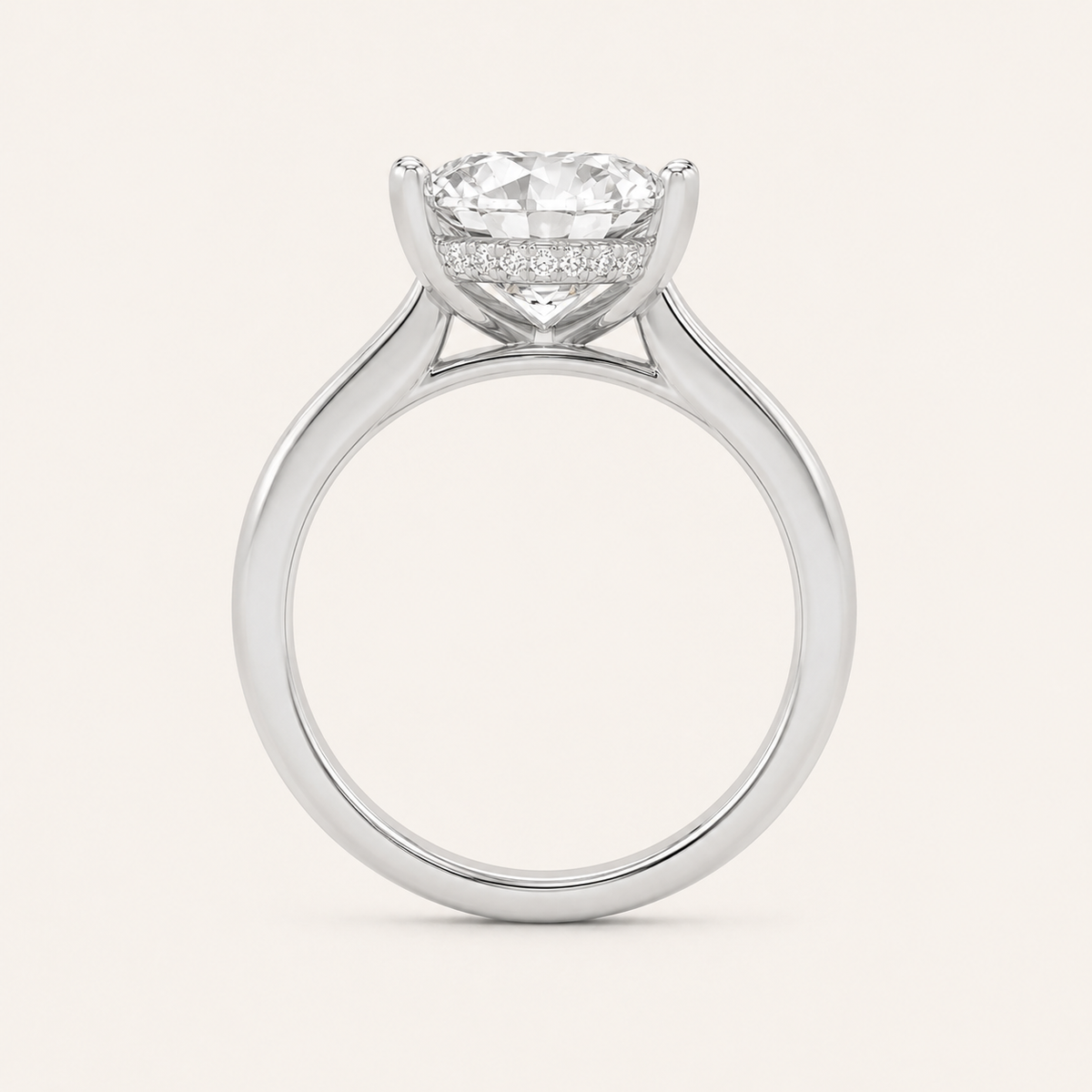 1.5CT Oval Cut Lab Grown Diamond Hidden Halo Solitaire Ring