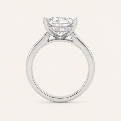 1.5CT Oval Cut Lab Grown Diamond Hidden Halo Solitaire Ring