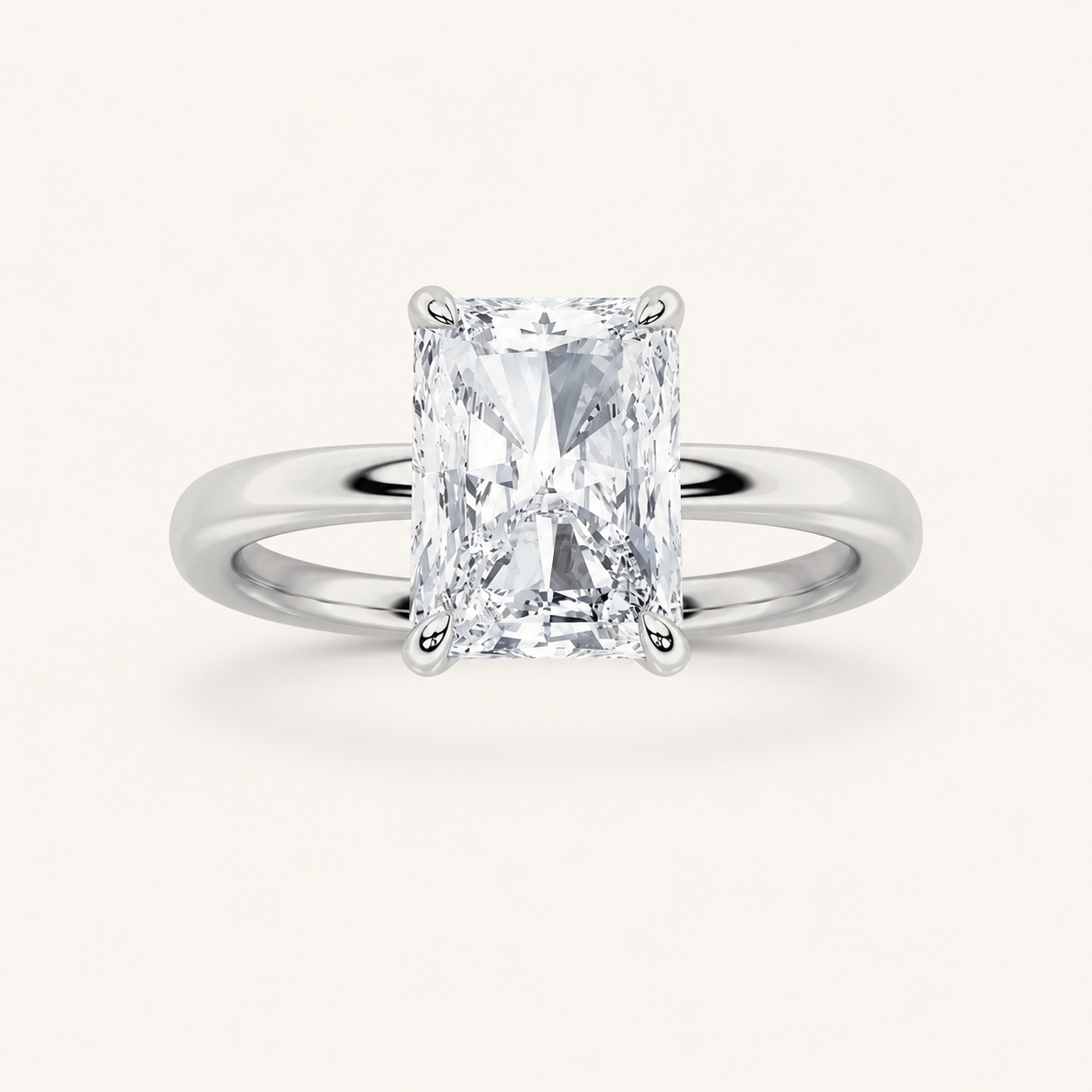5CT Radiant Cut Lab Grown Diamond Solitaire Engagement Ring