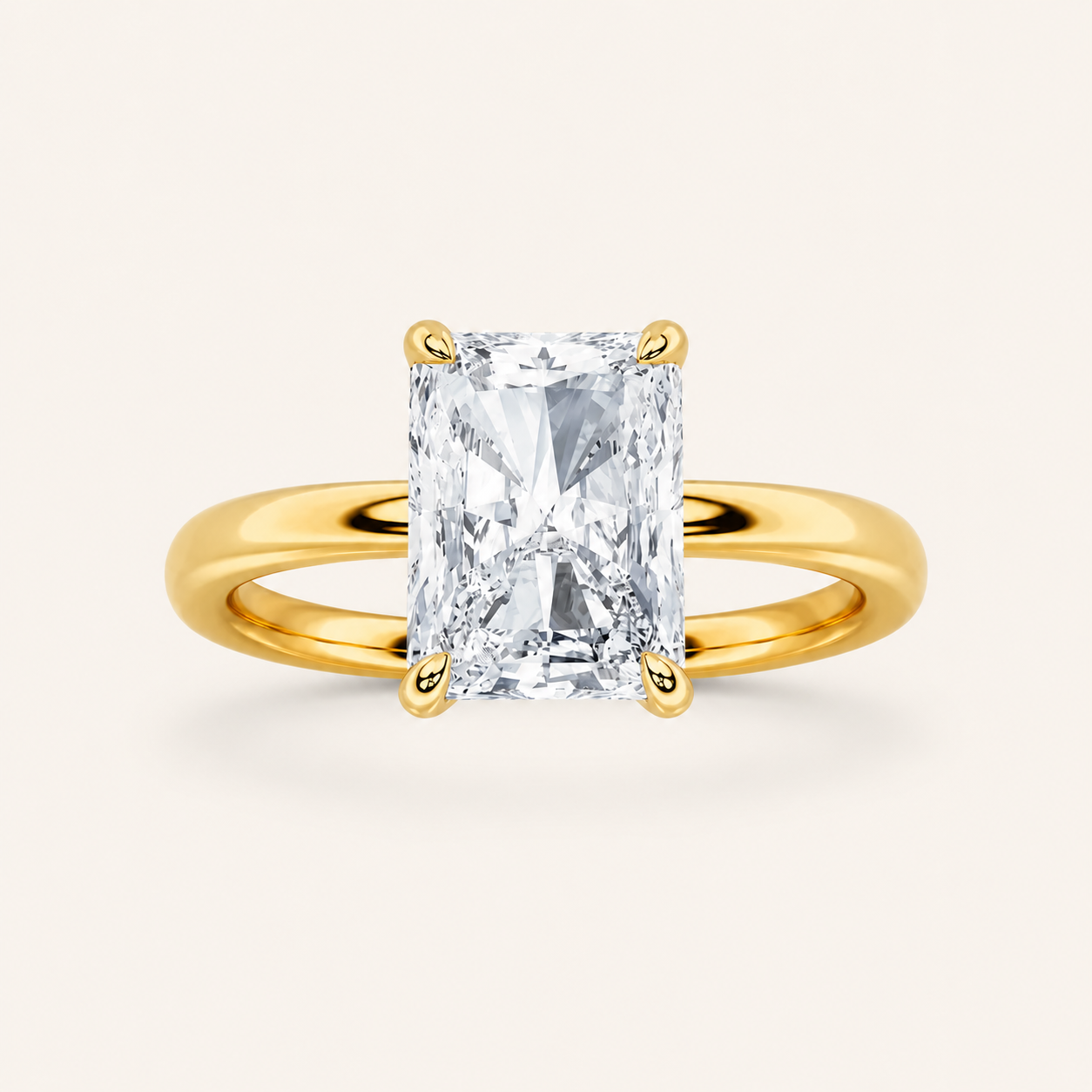 5CT Radiant Cut Lab Grown Diamond Solitaire Engagement Ring