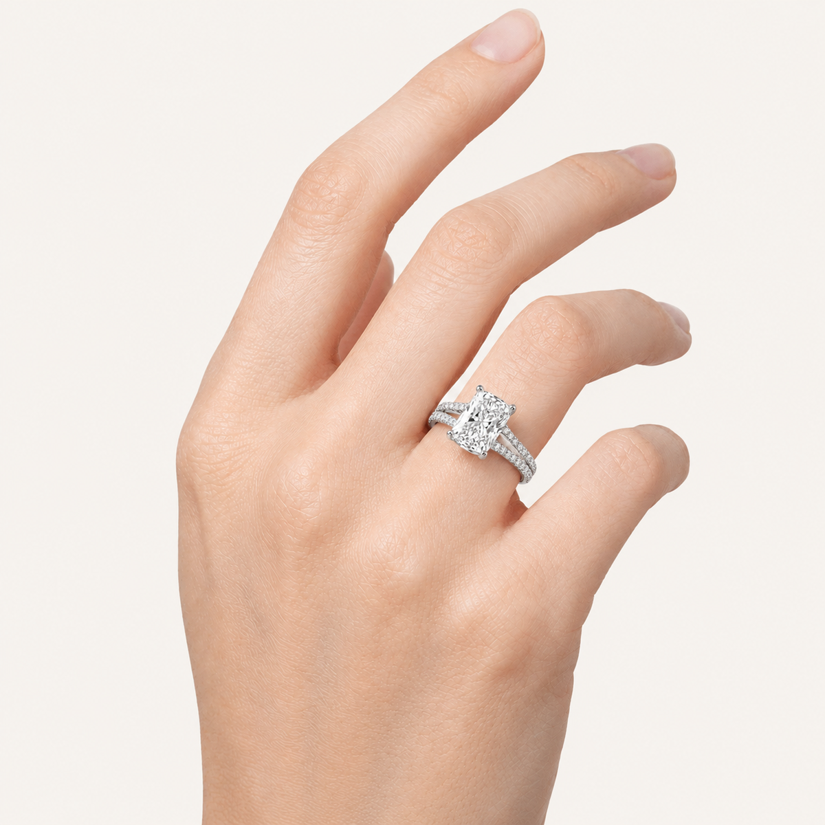 2.25 CT Elongated Cushion Cut Lab Grown Diamond Side Stone Ring