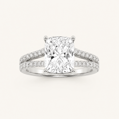 2.25 CT Elongated Cushion Cut Lab Grown Diamond Side Stone Ring