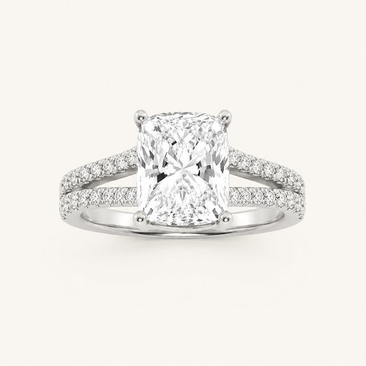 2.25 CT Elongated Cushion Cut Lab Grown Diamond Side Stone Ring