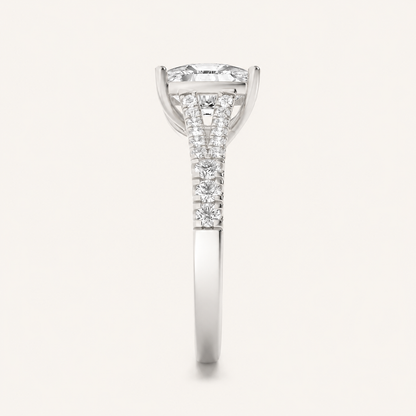2.25 CT Elongated Cushion Cut Lab Grown Diamond Side Stone Ring