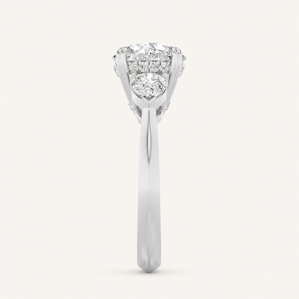 3 CT Round Cut Lab Grown Diamond Three Stone Ring