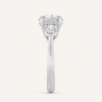 3 CT Round Cut Lab Grown Diamond Three Stone Ring