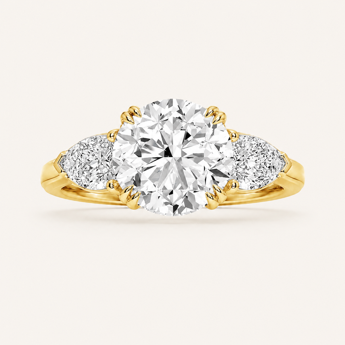 3 CT Round Cut Lab Grown Diamond Three Stone Ring