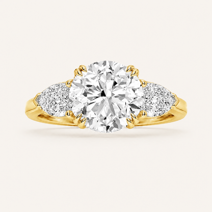 3 CT Round Cut Lab Grown Diamond Three Stone Ring