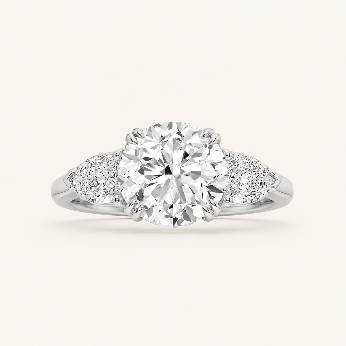 3 CT Round Cut Lab Grown Diamond Three Stone Ring