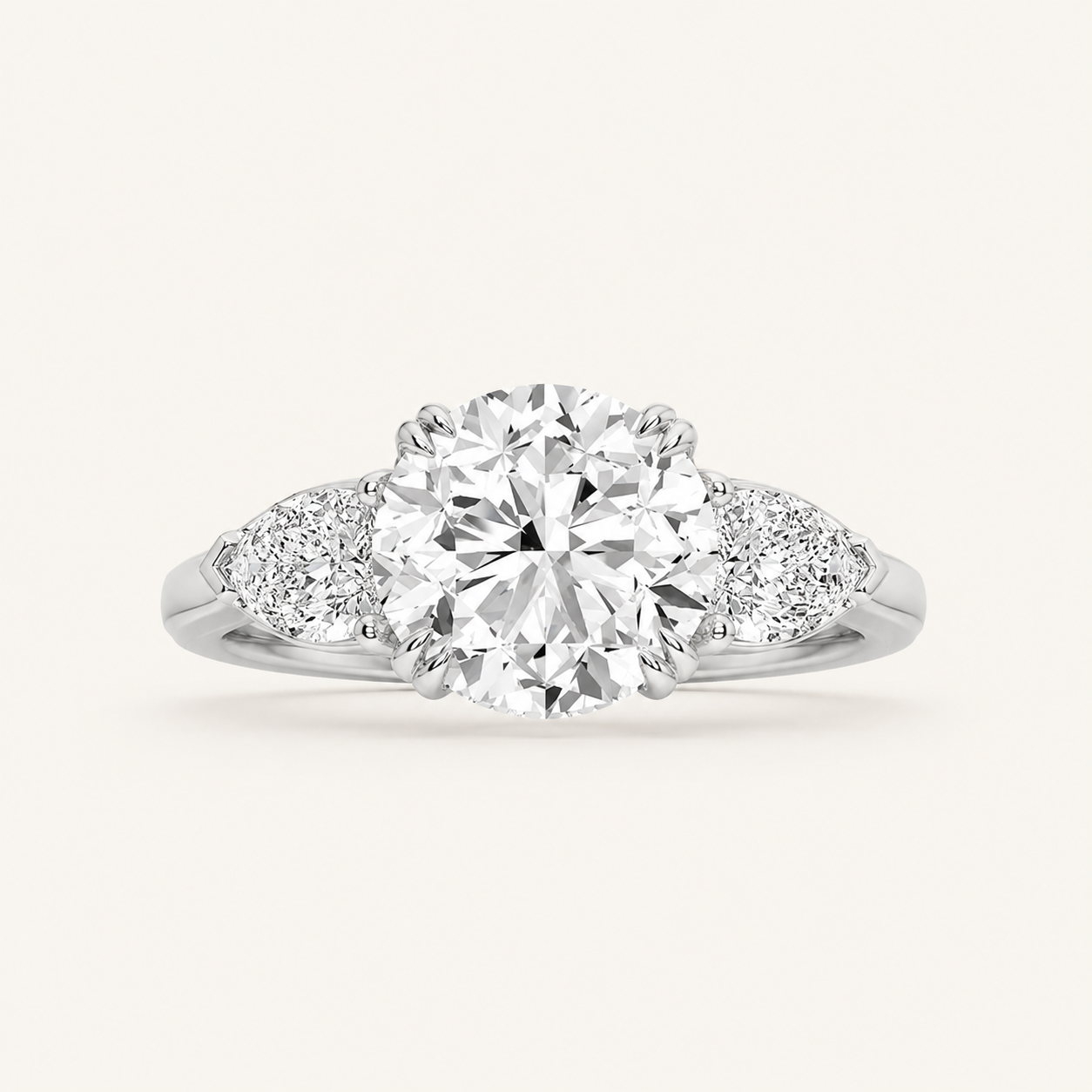 3 CT Round Cut Lab Grown Diamond Three Stone Ring