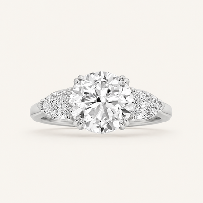 3 CT Round Cut Lab Grown Diamond Three Stone Ring