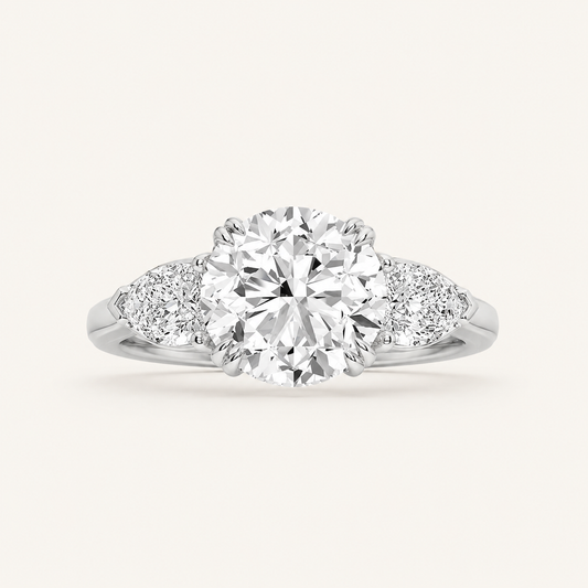 3 CT Round Cut Lab Grown Diamond Three Stone Ring