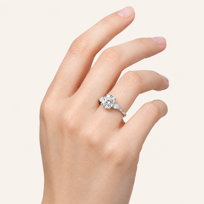 3 CT Round Cut Lab Grown Diamond Three Stone Ring