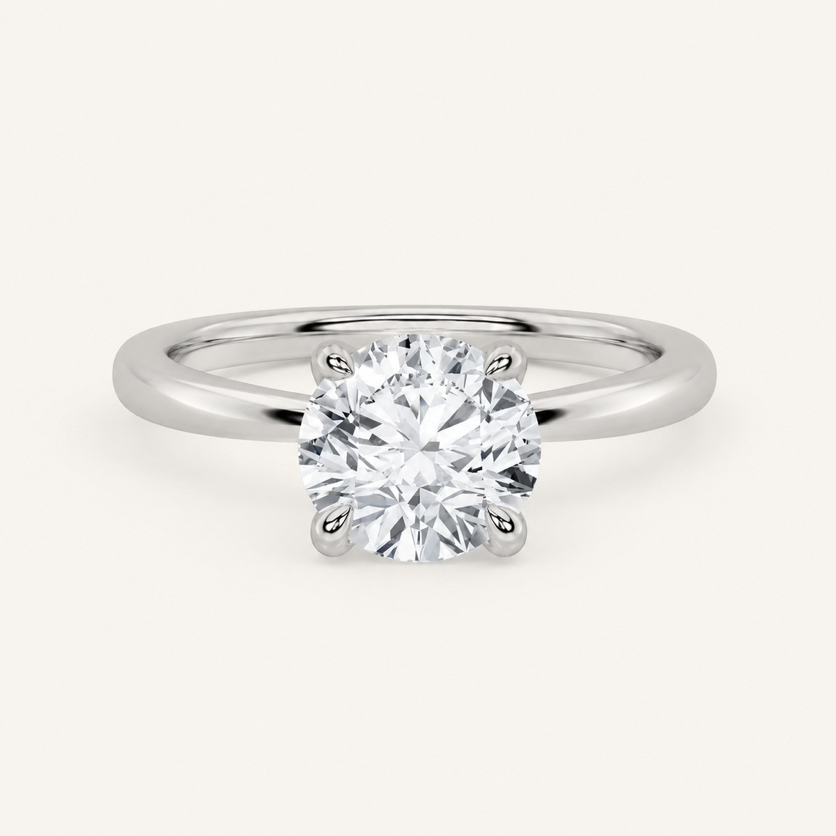 1CT Round Cut Lab Grown Diamond Classic Solitaire Ring