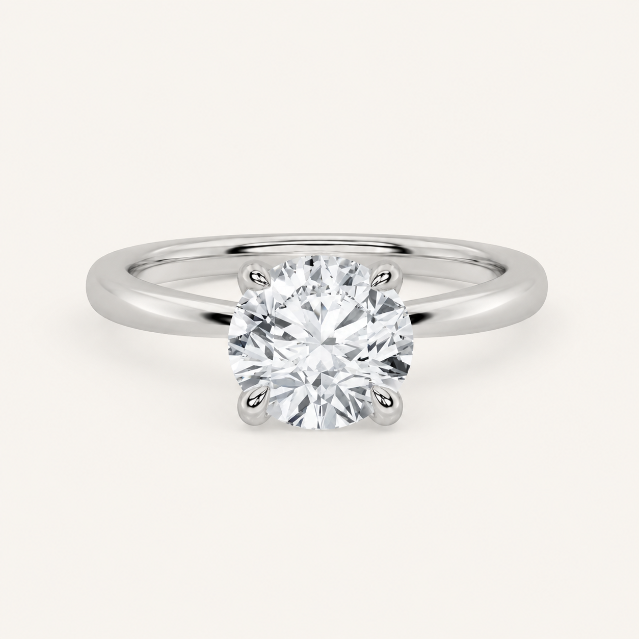 1CT Round Cut Lab Grown Diamond Classic Solitaire Ring