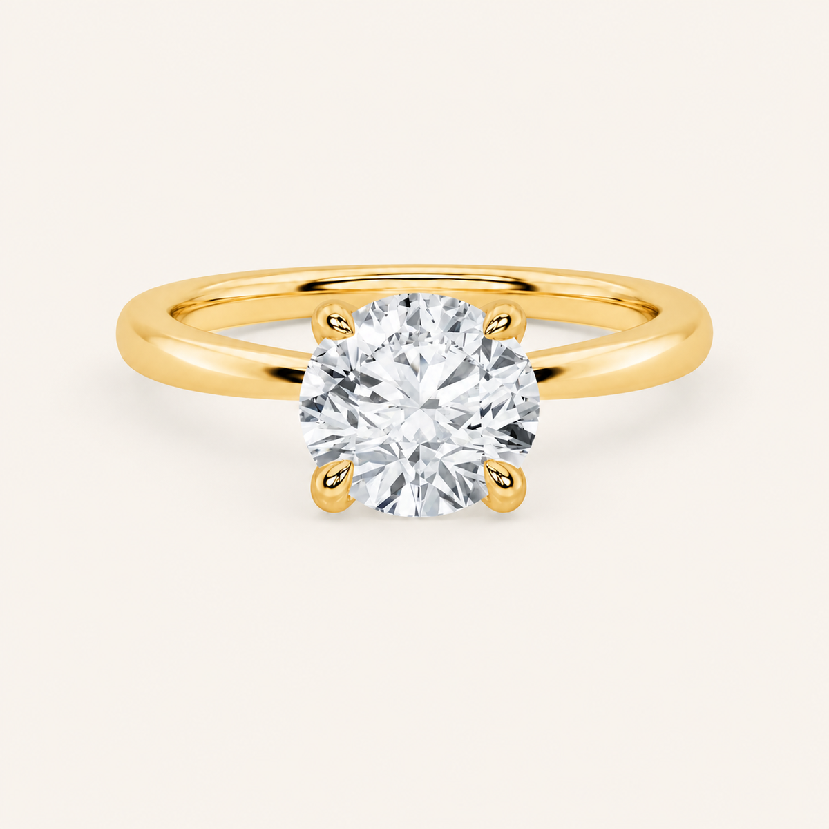 1CT Round Cut Lab Grown Diamond Classic Solitaire Ring
