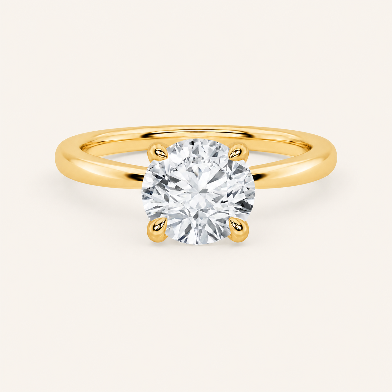 1CT Round Cut Lab Grown Diamond Classic Solitaire Ring