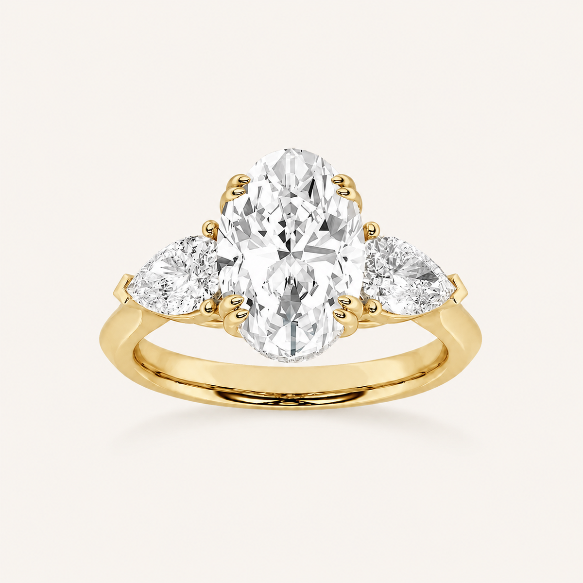 3 CT Oval Cut Lab Grown Diamond Three Stone Ring