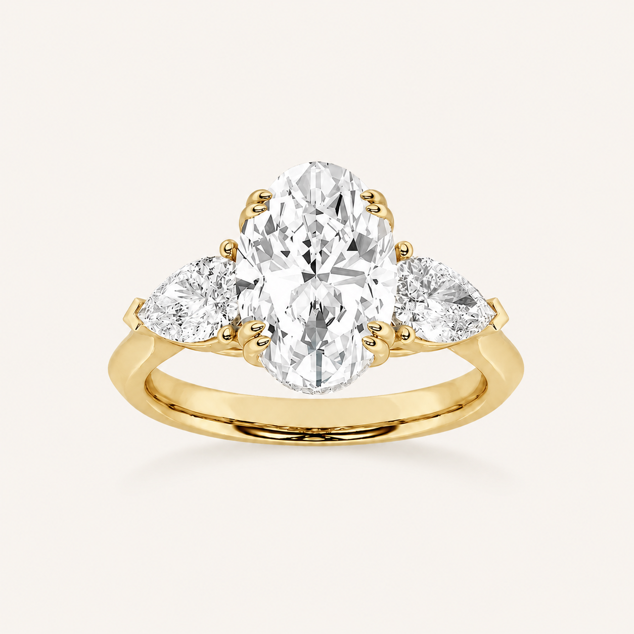3 CT Oval Cut Lab Grown Diamond Three Stone Ring