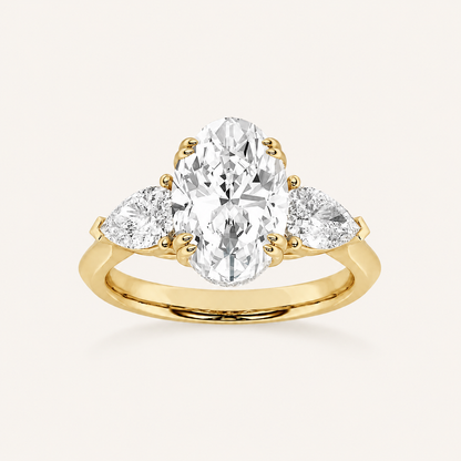 3 CT Oval Cut Lab Grown Diamond Three Stone Ring