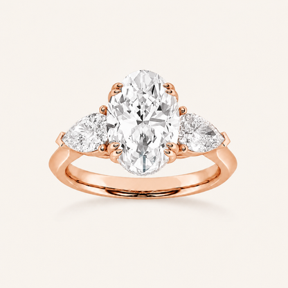 3 CT Oval Cut Lab Grown Diamond Three Stone Ring